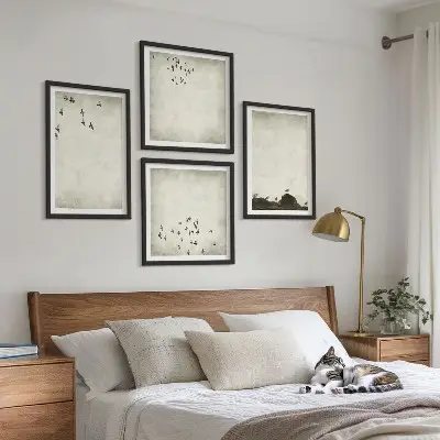Minimalista madárfestés dekorációs képkészlet nappaliba