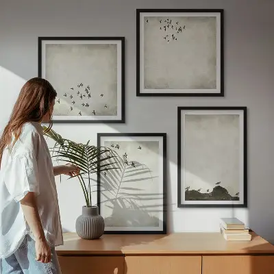 Minimalista madárfestés dekorációs képkészlet nappaliba
