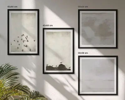 Dekorációs képkészlet minimalista repülő madarak mintával nappaliba