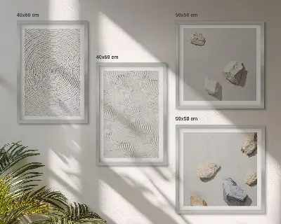 Keretezett poliptichon geometrikus karton kövek mintával