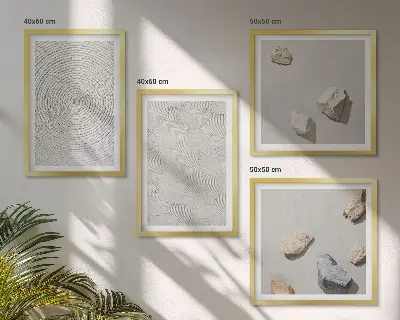 Keretezett poliptichon geometrikus karton kövek mintával