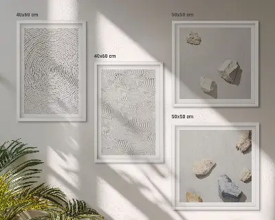 Keretezett poliptichon geometrikus karton kövek mintával
