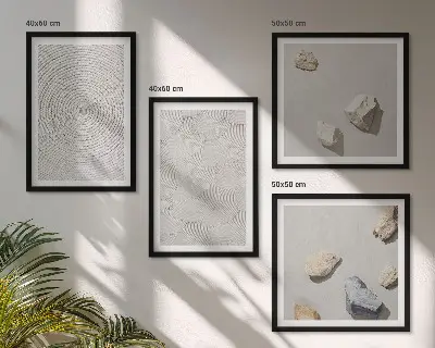 Keretezett poliptichon geometrikus karton kövek mintával