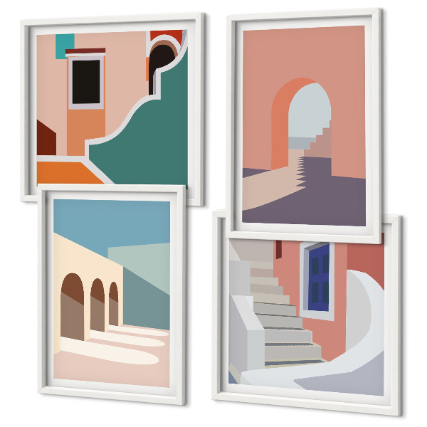 Dekorációs kép készlet nappaliba Pasztell minimalista grafika