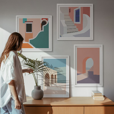 Dekorációs kép készlet nappaliba Pasztell minimalista grafika