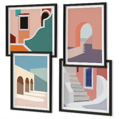 Dekorációs képkészlet nappaliba pasztell minimalista grafikával