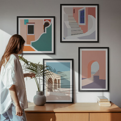 Dekorációs kép készlet nappaliba Pasztell minimalista grafika
