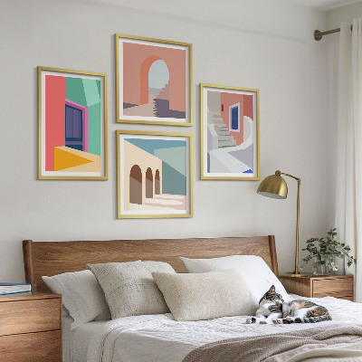 Dekorációs kép készlet nappaliba Színes modern épületek