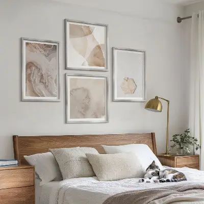 Dekorációs falikép szett nappaliba természet ihlette absztrakt design mintával