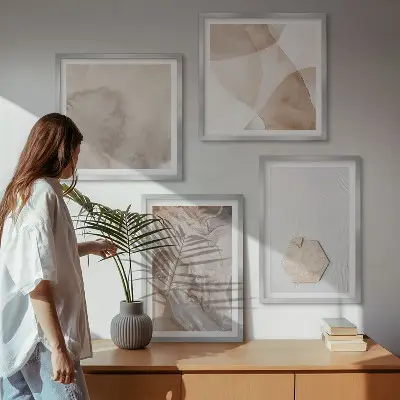 Dekorációs falikép szett nappaliba természet ihlette absztrakt design mintával