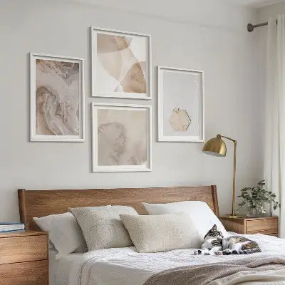 Dekorációs falikép szett nappaliba természet ihlette absztrakt design mintával
