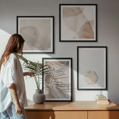 Dekorációs falikép szett nappaliba természet ihlette absztrakt design mintával