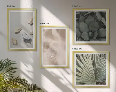 Keretezett poliptichon kövek, fa és szövet textúrák mintával