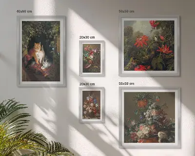 Virágos macskák vintage stílusban prémium keretezett képválogatás