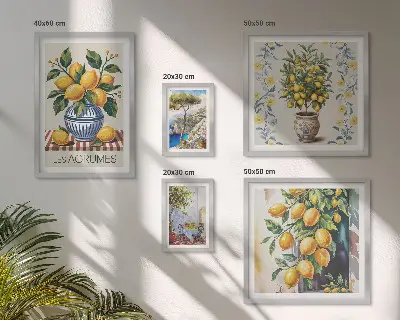 Mediterrán stílusú citrusfélék képkészlet nappaliba