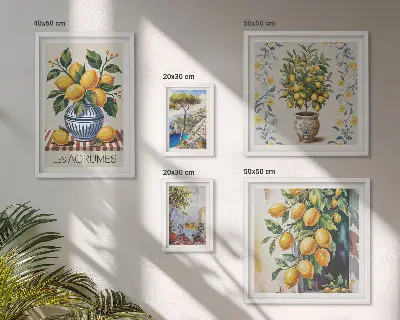 Mediterrán stílusú citrusfélék képkészlet nappaliba