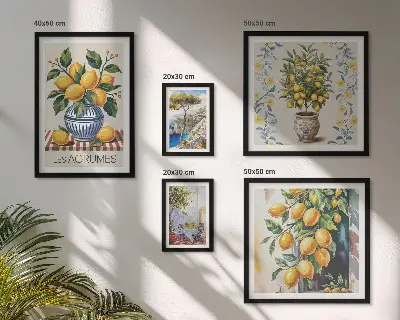 Mediterrán stílusú citrusfélék képkészlet nappaliba