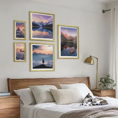 Hegyi naplemente tükröződései képkészlet nappaliba