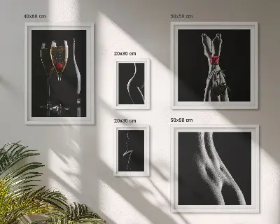 Képkészlet nappaliba elegáns modern fekete és piros díszítéssel