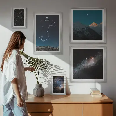 Dekorációs képkészlet nappaliba kozmikus tájak éjszaka mintával