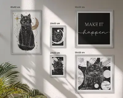 Képkészlet nappaliba fekete macskák bohém stílusban