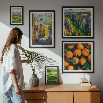 Dekorációs képkészlet nappaliba bájos vidéki tájak mintával