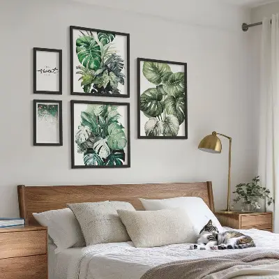 Dekorációs képkészlet modern növényi motívumokkal nappaliba