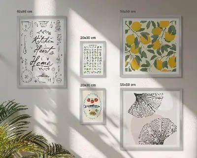 Dekorációs képkészlet stílusos konyhai inspirációs mintával nappaliba