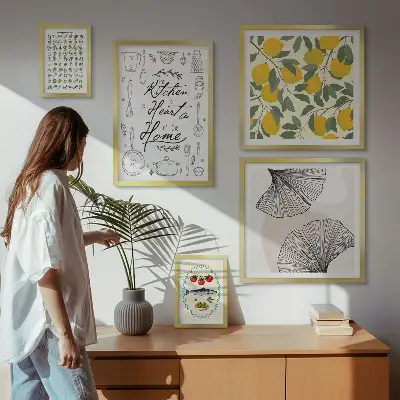Dekorációs képkészlet stílusos konyhai inspirációs mintával nappaliba