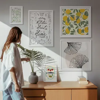 Dekorációs képkészlet stílusos konyhai inspirációs mintával nappaliba