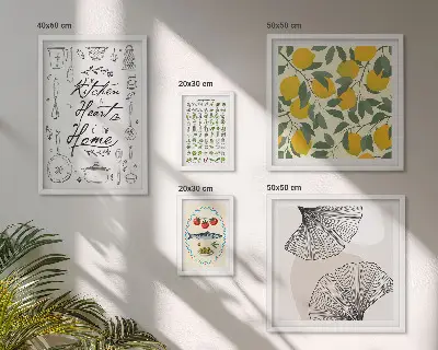 Dekorációs képkészlet stílusos konyhai inspirációs mintával nappaliba