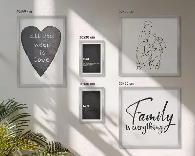 Képkészlet nappaliba családi értékek, szeretet és közelség témában
