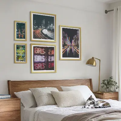 Prémium keretezett kép modern város éjszakai neonfényben