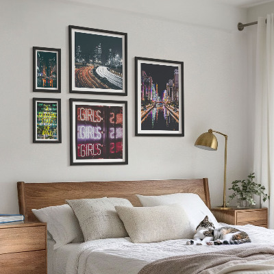 Prémium keretezett kép válogatás Modern város éjszaka neonfényben