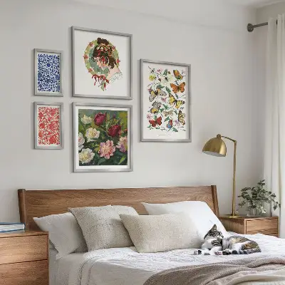 Virág és pillangó mintás vintage dekorációs képszett nappaliba