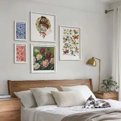 Virág és pillangó mintás vintage dekorációs képszett nappaliba