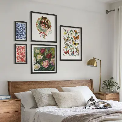 Virág és pillangó mintás vintage dekorációs képszett nappaliba