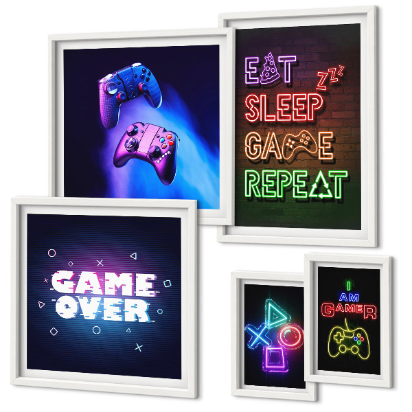 Képkészlet nappaliba Neon számítógépes játéktémák