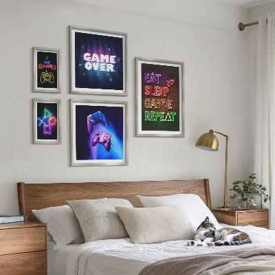 Képkészlet nappaliba Neon számítógépes játéktémák
