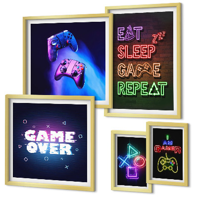 Képkészlet nappaliba Neon számítógépes játéktémák