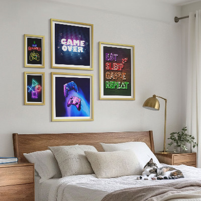 Képkészlet nappaliba Neon számítógépes játéktémák