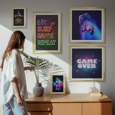 Képkészlet nappaliba Neon számítógépes játéktémák