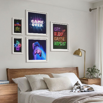 Képkészlet nappaliba Neon számítógépes játéktémák