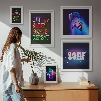 Képkészlet nappaliba Neon számítógépes játéktémák