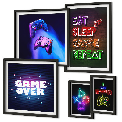 Képkészlet nappaliba Neon számítógépes játéktémák
