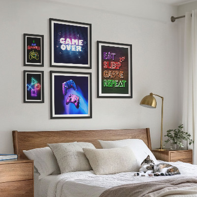 Képkészlet nappaliba Neon számítógépes játéktémák