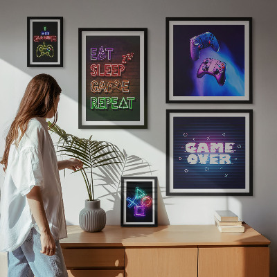 Képkészlet nappaliba Neon számítógépes játéktémák