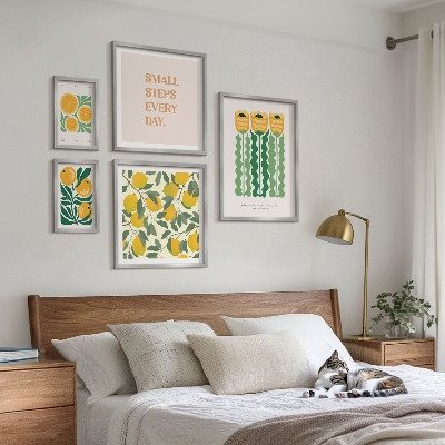 Dekorációs kép készlet nappaliba Virágok citrus pozitív szlogenek