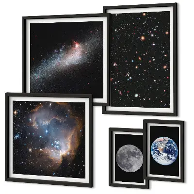 Dekorációs képkészlet kozmikus galaxis tájképek nappaliba