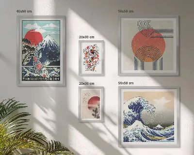 Képkészlet nappaliba japán művészeti motívumok hullámok mintával